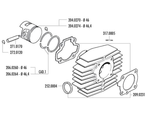 Cylinder gasket set polini - cylinder,